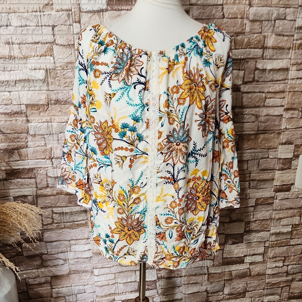 St John Bay Floral Print Blouse - Multicolor Brand New